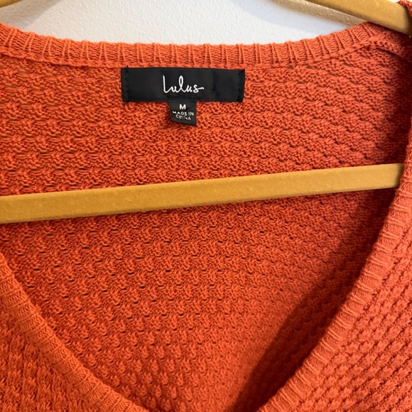 Lulus Total Frills Rust Orange Knit Drawstring Cropped Sweater Top - Picture 8 of 10